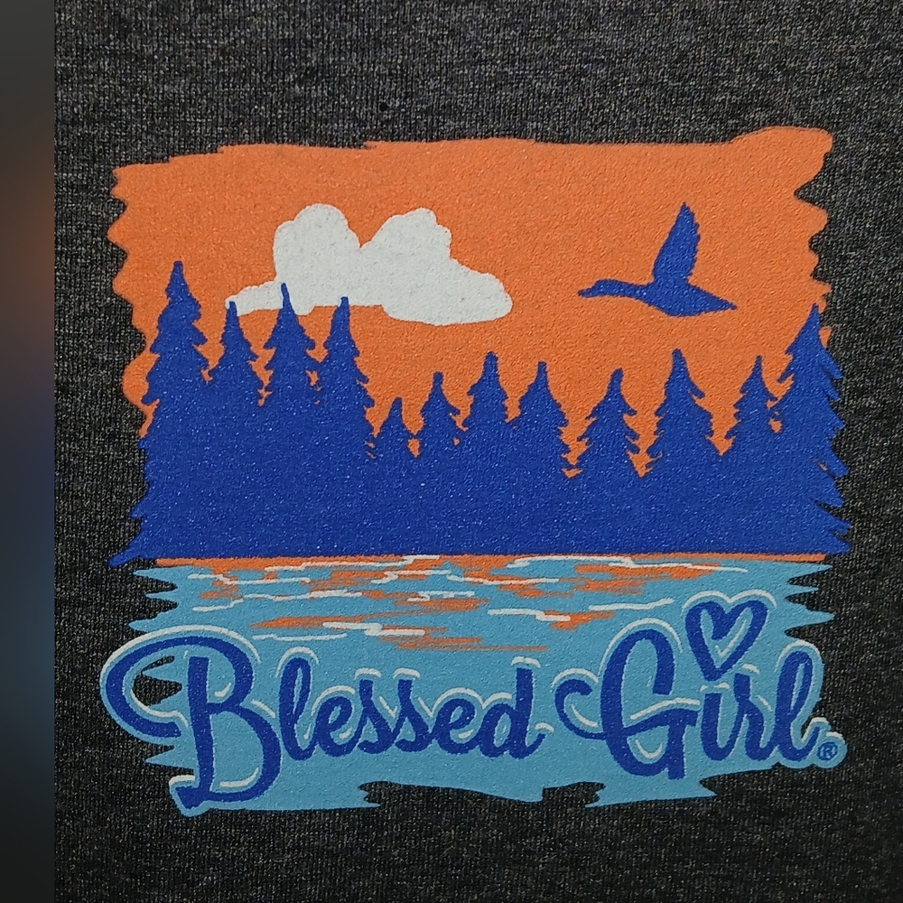Blessed Girl Womens Life at the Lake Christian Graphic Short Sleeve T - Shirt XL